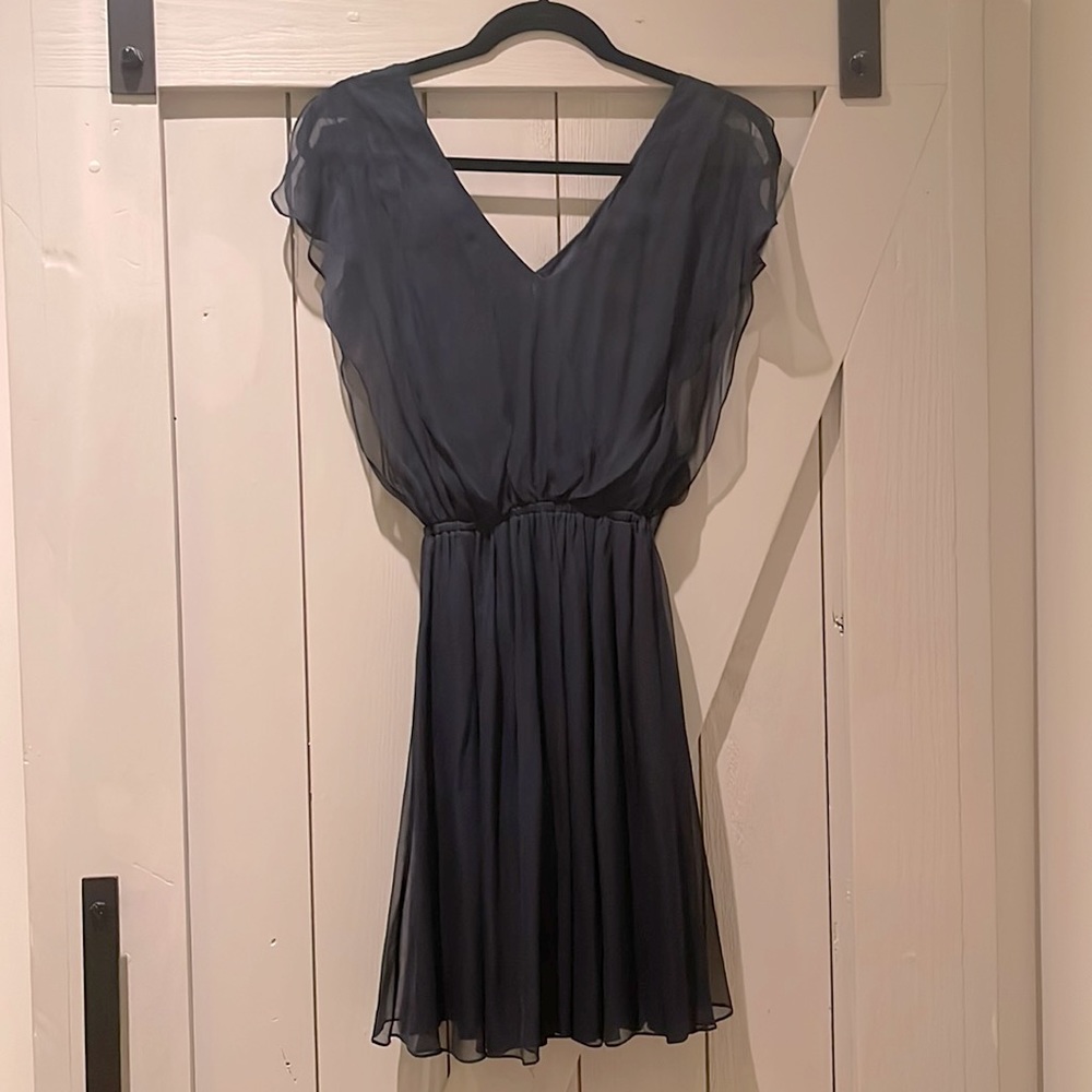 Alice + Olivia Navy Blue V-Neck Mini Dress